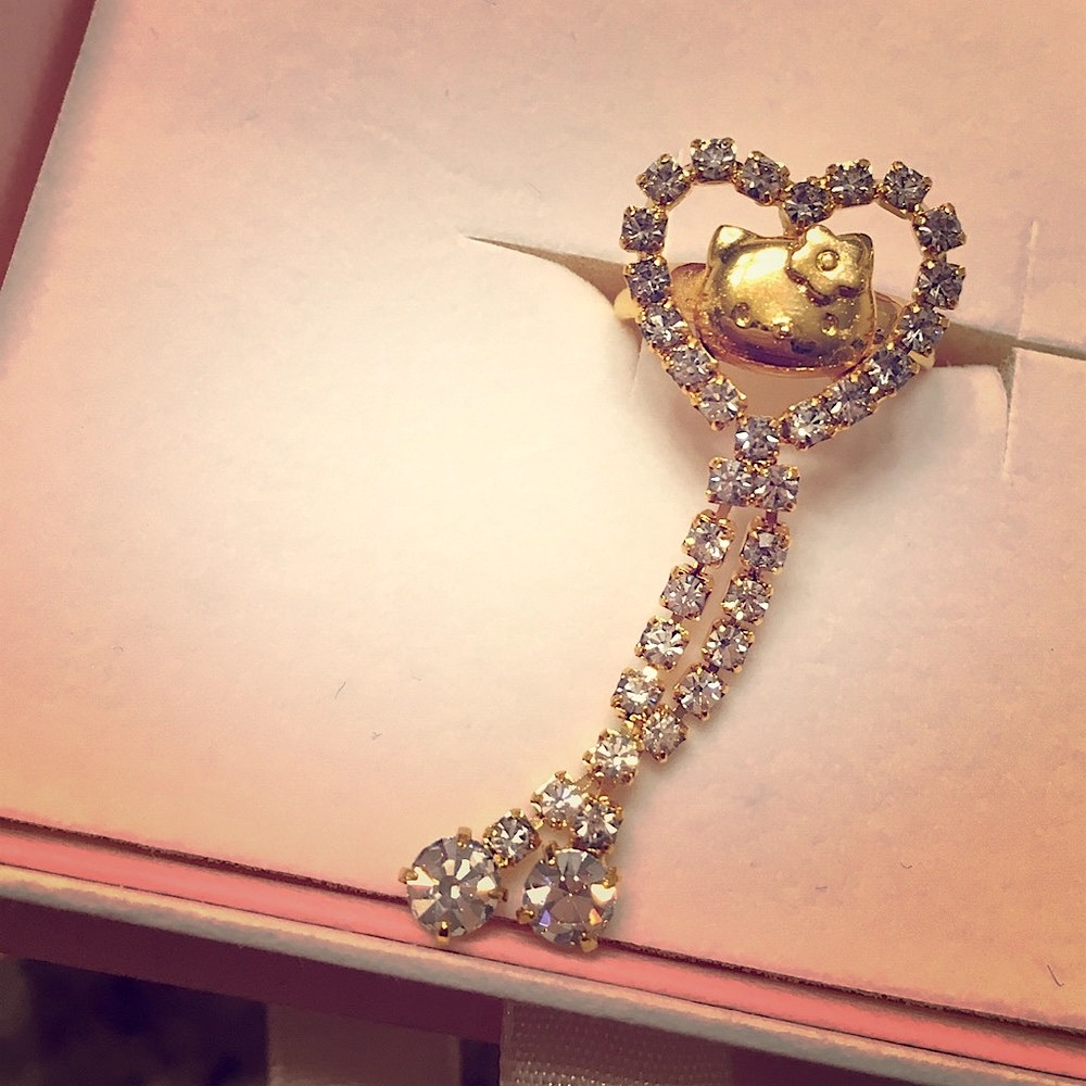 💍 Sanrio Japan Hello Kitty fine gold heart ring kawaii